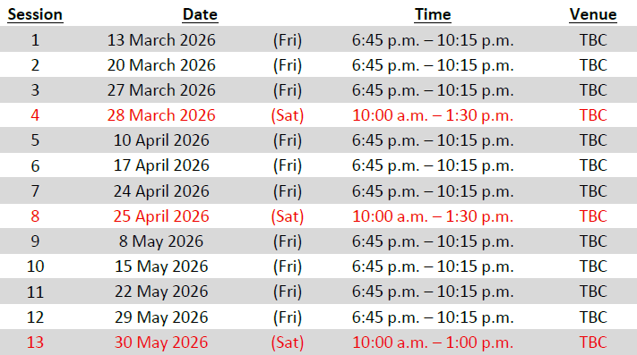 Tentative Lecture Schedule